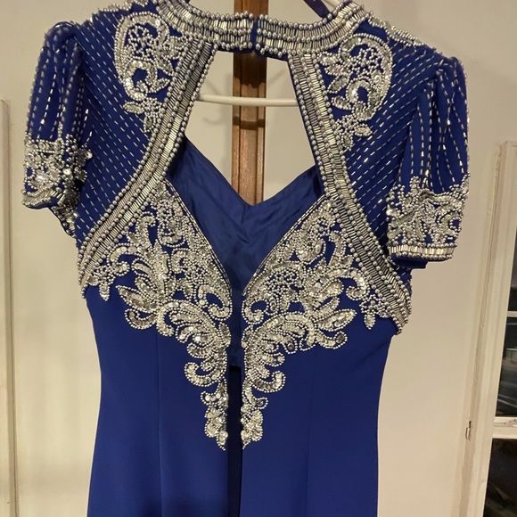 Vintage Gown, Midnight Blue with Silver Sequins and Beads - Picture 16 of 16